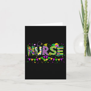Funny Leopard Mardi Gras Nurse Nursing School Appa Kaart