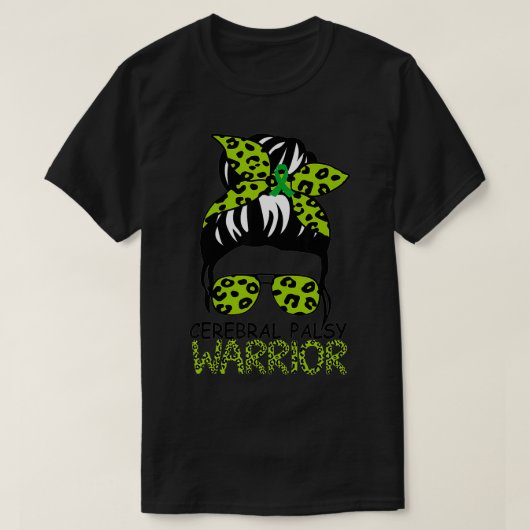 Funny Leopard Messy Hair Bun Cerebral Palsy Warrio T-shirt (Design voorkant)
