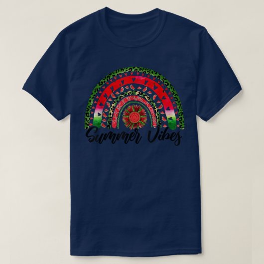 Funny Leopard Sunflower Watermelon Boho Rainbow Su T-shirt (Design voorkant)