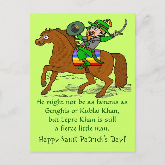 Funny Lepre Khan St Patrick's Day Feestdagenkaart (Voorkant)