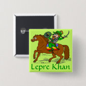 Funny Lepre Khan St Patrick's Day Vierkante Button 5,1 Cm (Voorkant /achterkant)