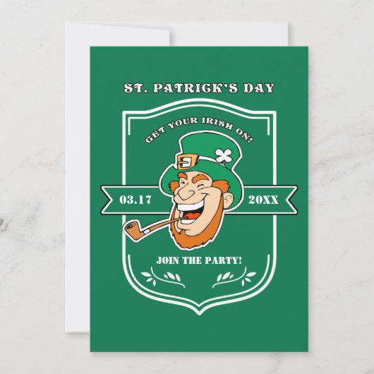 Funny Leprechaun Badge St. Patrick's Day Party Kaart (Voorkant)