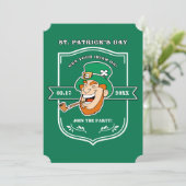 Funny Leprechaun Badge St. Patrick's Day Party Kaart (Staand voorkant)