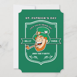 Funny Leprechaun Badge St. Patrick's Day Party Kaart