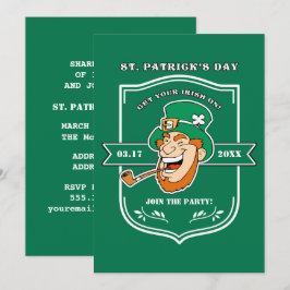 Funny Leprechaun Badge St. Patrick's Day Party Kaart