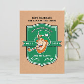 Funny Leprechaun Badge St. Patrick's Day Party Kaart (Staand voorkant)