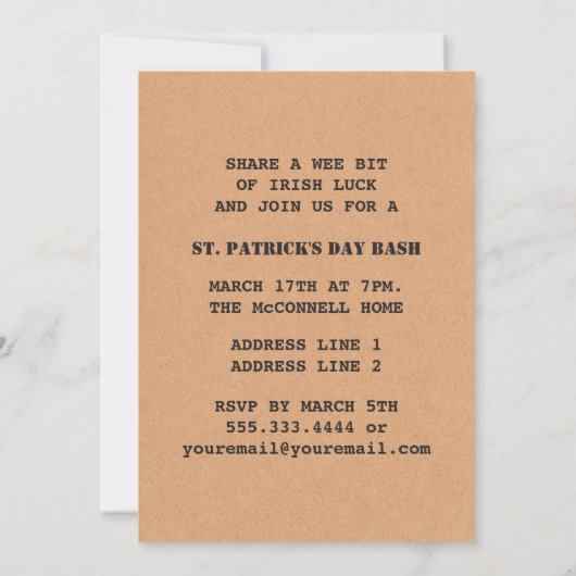 Funny Leprechaun Badge St. Patrick's Day Party Kaart (Achterkant)