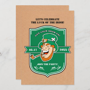 Funny Leprechaun Badge St. Patrick's Day Party Kaart