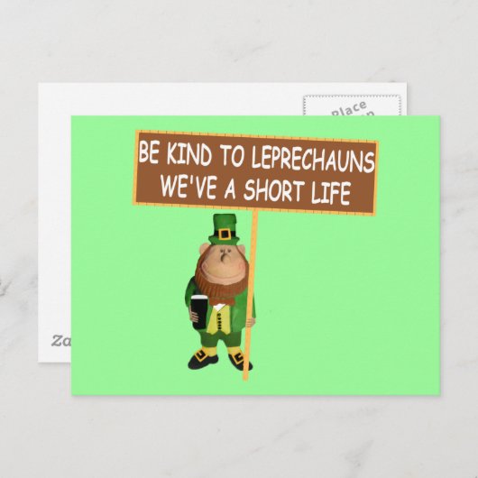 Funny Leprechaun Briefkaart (Voorkant / Achterkant)