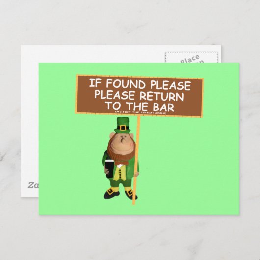 Funny leprechaun briefkaart (Voorkant / Achterkant)