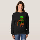 Funny Leprechaun Dachshund C St Patricks Day Dog Trui (Voorkant volledig)