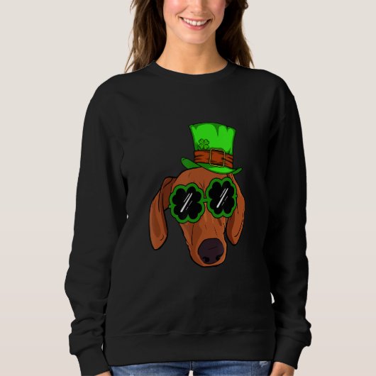 Funny Leprechaun Dachshund C St Patricks Day Dog Trui (Voorkant)