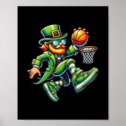 Funny Leprechaun Dunking Sketll Boys Kid St Patric Poster (Voorkant)