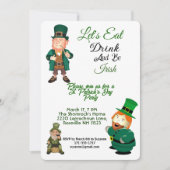 Funny Leprechaun Eat Drink Irish St Patricks Party Kaart (Voorkant)