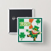 Funny Leprechaun Jig Irish Party Vierkante Button 5,1 Cm (Voorkant /achterkant)