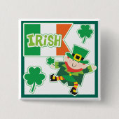 Funny Leprechaun Jig Irish Party Vierkante Button 5,1 Cm (Voorkant)