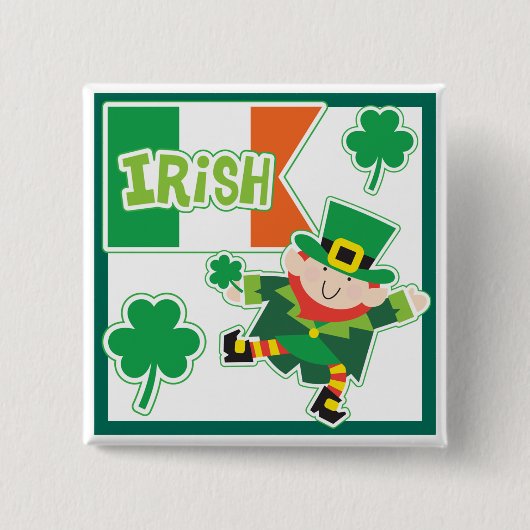 Funny Leprechaun Jig Irish Party Vierkante Button 5,1 Cm (Voorkant)