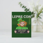 Funny Leprechaun Leprecon Mugshot Briefkaart (Staand voorkant)
