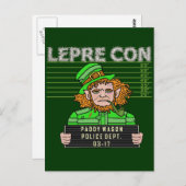 Funny Leprechaun Leprecon Mugshot Briefkaart (Voorkant / Achterkant)