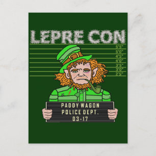 Funny Leprechaun Leprecon Mugshot Briefkaart