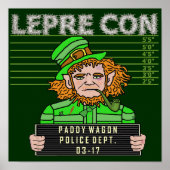Funny Leprechaun Leprecon Mugshot Poster (Voorkant)