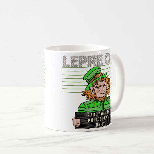 Funny Leprechaun Leprecon Mugshot v1 Koffiemok (Voorkant rechts)