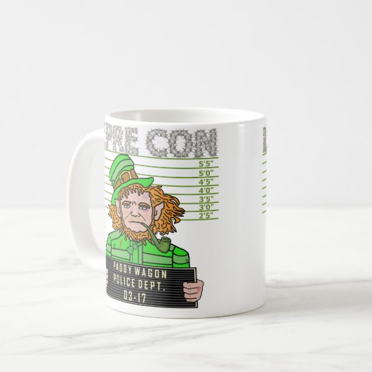 Funny Leprechaun Leprecon Mugshot v1 Koffiemok (Voorkant links)