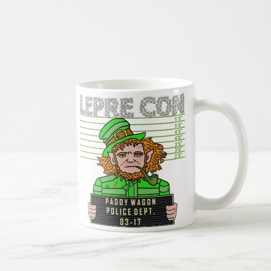 Funny Leprechaun Leprecon Mugshot v1 Koffiemok (Rechts)