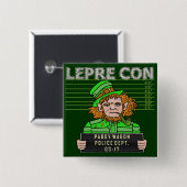 Funny Leprechaun Leprecon Mugshot Vierkante Button 5,1 Cm (Voorkant /achterkant)