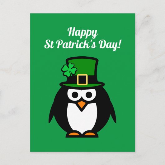 Funny leprechaun penguin St Patrick's Day briefkaa Briefkaart (Voorkant)