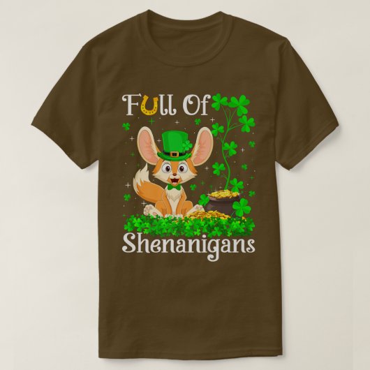 Funny Leprechaun Shamrock Leaf Fennec T-shirt (Design voorkant)