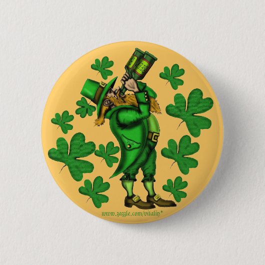 Funny leprechaun St. Patrick's day button (Voorkant)