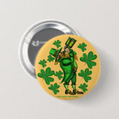 Funny leprechaun St. Patrick's day button (Voorkant /achterkant)