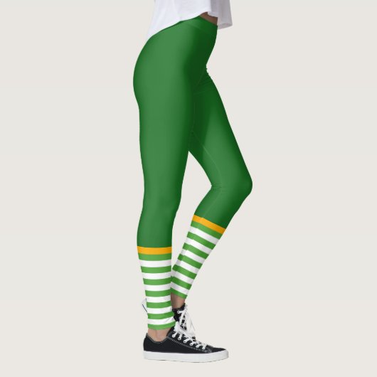 Funny Leprechaun St. Patrick's Day Green Striped Leggings (Rechts)