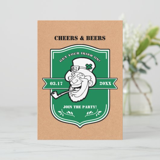 Funny Leprechaun St. Patrick's Day Party Kaart (Staand voorkant)