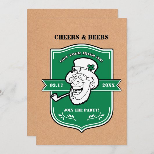 Funny Leprechaun St. Patrick's Day Party Kaart (Voorkant / Achterkant)
