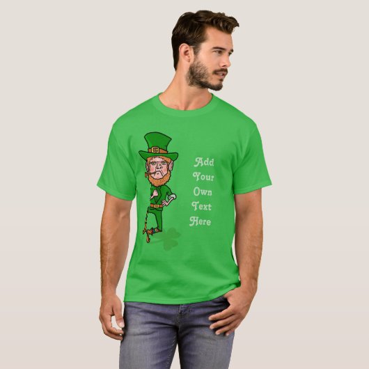 Funny Leprechaun St Patricks Day Persoonlijke teks T-shirt (Voorkant volledig)