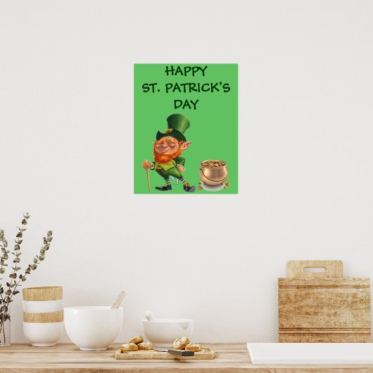 FUNNY LEPRECHAUN, ST. PATRICK'S DAY poster (Keuken)
