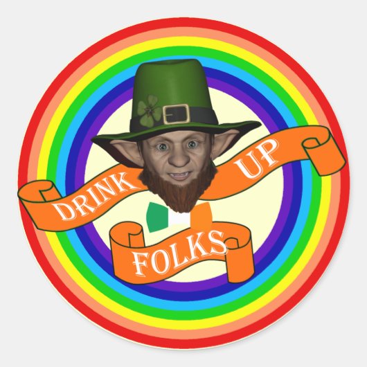Funny leprechaun St Patrick's day Ronde Sticker (Voorkant)