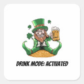 Funny Leprechaun Vierkante Sticker (Voorkant)