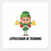 Funny Leprechaun Vierkante Sticker (Voorkant)