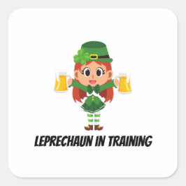 Funny Leprechaun Vierkante Sticker