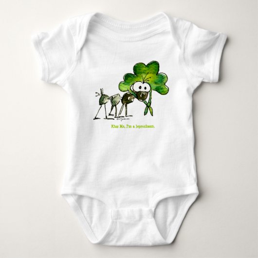 Funny Leprochaun St. Patricks Day Baby Romper (Voorkant)