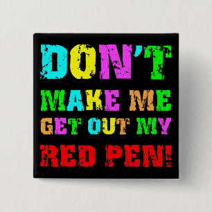 Funny leraar vierkante button 5,1 cm