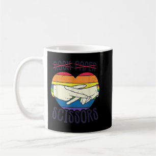 Funny Lesbian Pride Flag Rock Paper Scissors Lesbi Koffiemok