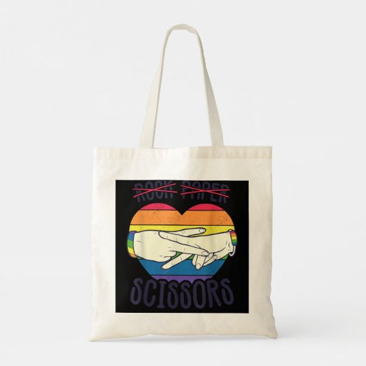 Funny Lesbian Pride Flag Rock Paper Scissors Lesbi Tote Bag (Achterkant)