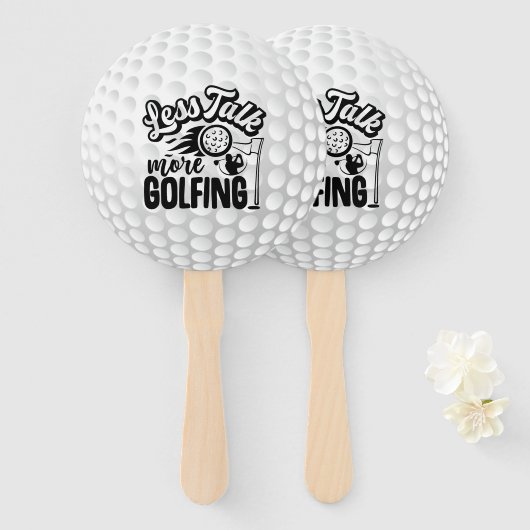Funny Less Talk More Golfing Typography Handwaaier (Voorkant en achterkant)