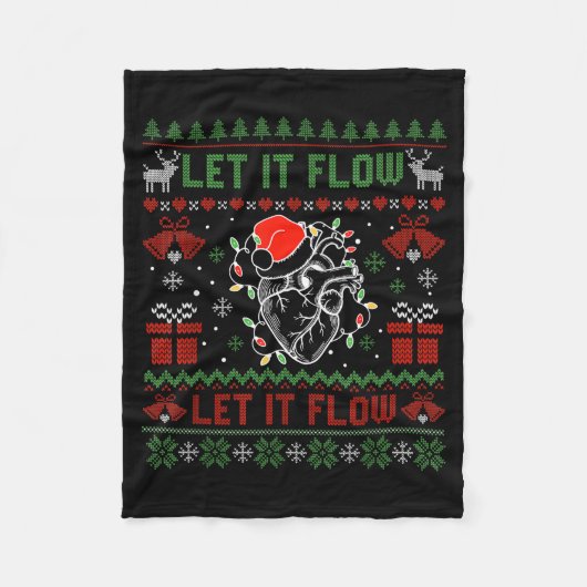 Funny Let It Flow Anatomy Heart Cardiac Nurse Grou Fleece Deken (Voorkant)