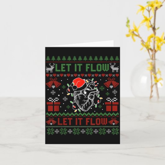 Funny Let It Flow Anatomy Heart Cardiac Nurse Grou Kaart (Gele Bloem)