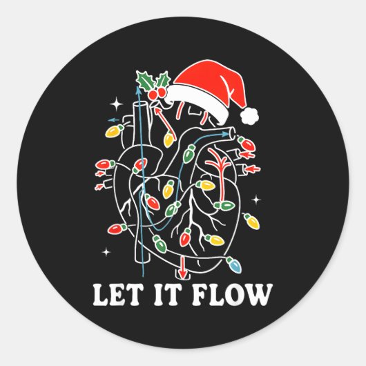 Funny Let It Flow Anatomy Heart Cardiac Nurse Sant Ronde Sticker (Voorkant)